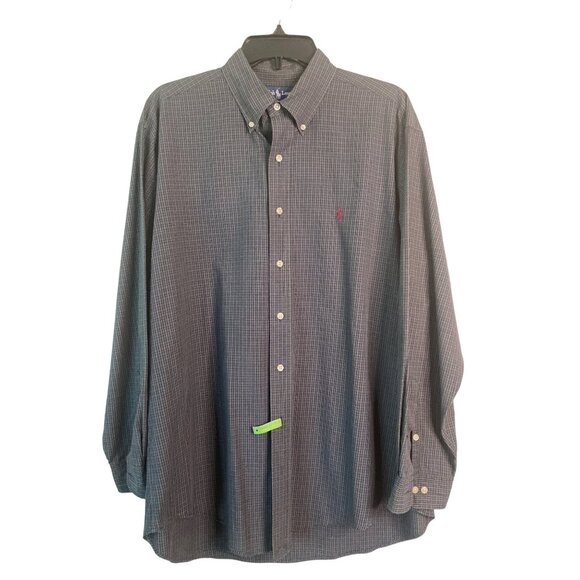 Ralph Lauren Men's Blue/Green Plaid Yarmouth Button-Down Dress Shirt 16.5" - Picture 1 of 9